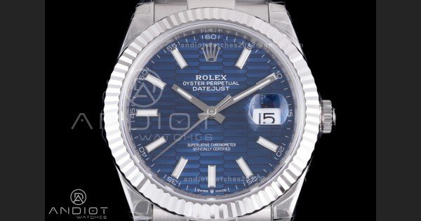 DateJust 41 126334 904L SS VSF 1:1 Best Edition Blue Textured Dial on Oyster Bracelet VS3235 - Image 3