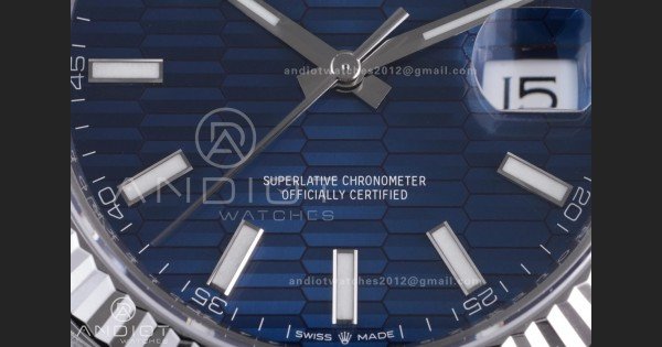 DateJust 41 126334 904L SS VSF 1:1 Best Edition Blue Textured Dial on Oyster Bracelet VS3235 - Image 5