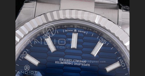 DateJust 41 126334 904L SS VSF 1:1 Best Edition Blue Textured Dial on Oyster Bracelet VS3235 - Image 6