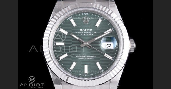 DateJust 41 126334 904L SS VSF 1:1 Best Edition Green Textured Dial on Oyster Bracelet VS3235 - Image 3