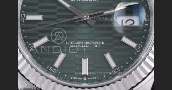 DateJust 41 126334 904L SS VSF 1:1 Best Edition Green Textured Dial on Oyster Bracelet VS3235 - Image 5