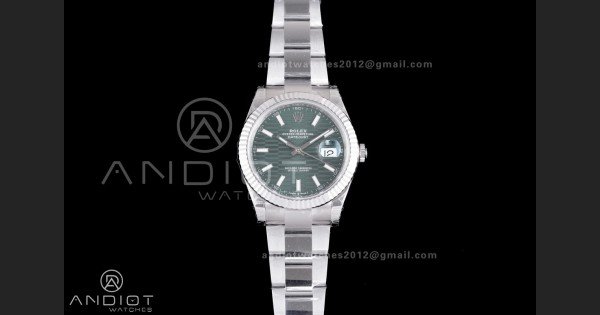 DateJust 41 126334 904L SS VSF 1:1 Best Edition Green Textured Dial on Oyster Bracelet VS3235