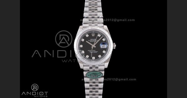 DateJust 41 126334 RCF 1:1 Best Edition 904L Steel Black Diamonds Dial on Jubilee Bracelet RC3235