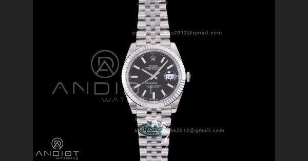 DateJust 41 126334 RCF 1:1 Best Edition 904L Steel Black Stick Dial on Jubilee Bracelet RC3235