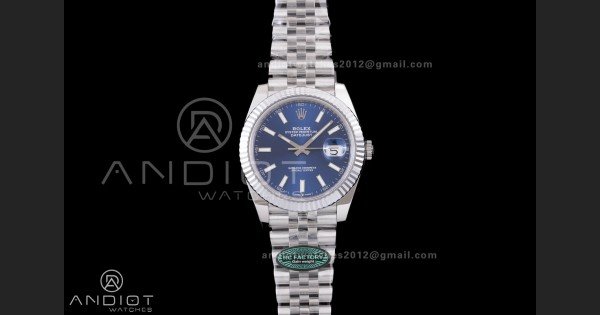 DateJust 41 126334 RCF 1:1 Best Edition 904L Steel Blue Stick Dial on Jubilee Bracelet RC3235