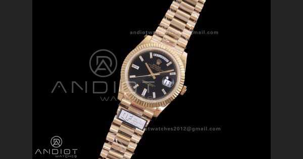 Day Date 228238 40mm Gain Weight QF 1:1 Best Edition Black Dial T Diamond Markers On YG President Bracelet DD3255 - Image 2