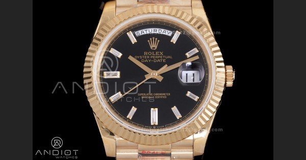 Day Date 228238 40mm Gain Weight QF 1:1 Best Edition Black Dial T Diamond Markers On YG President Bracelet DD3255 - Image 3