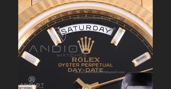 Day Date 228238 40mm Gain Weight QF 1:1 Best Edition Black Dial T Diamond Markers On YG President Bracelet DD3255 - Image 4