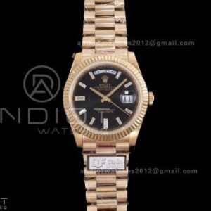 Day Date 228238 40mm Gain Weight QF 1:1 Best Edition Black Dial T Diamond Markers On YG President Bracelet DD3255