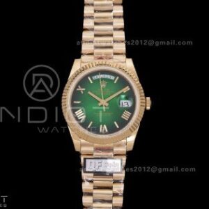 Day Date 228238 40mm Gain Weight QF 1:1 Best Edition Green Dial Roman Marker On YG President Bracelet DD3255