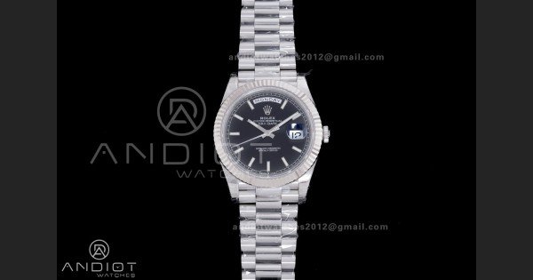Day Date 228239 40mm 904L SS VSF 1:1 Best Edition Black Dial Stick Marker On SS President Bracelet DD3255 - Image 2
