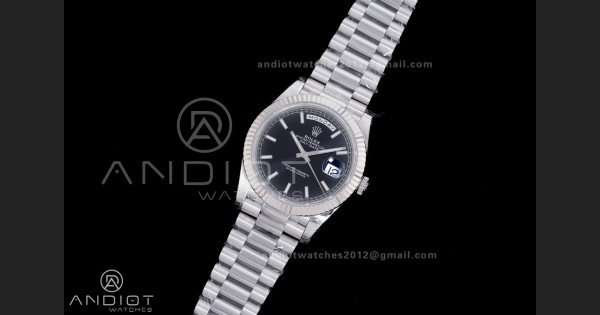 Day Date 228239 40mm 904L SS VSF 1:1 Best Edition Black Dial Stick Marker On SS President Bracelet DD3255 - Image 3