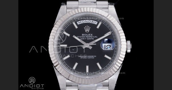 Day Date 228239 40mm 904L SS VSF 1:1 Best Edition Black Dial Stick Marker On SS President Bracelet DD3255 - Image 4