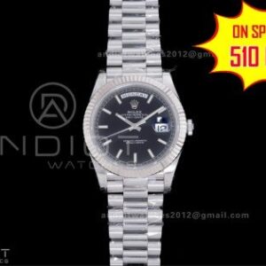 Day Date 228239 40mm 904L SS VSF 1:1 Best Edition Black Dial Stick Marker On SS President Bracelet DD3255