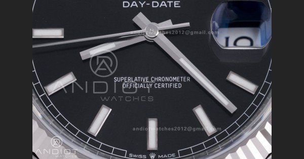 Day Date 228239 40mm 904L SS VSF 1:1 Best Edition Black Dial Stick Marker On SS President Bracelet DD3255 - Image 6
