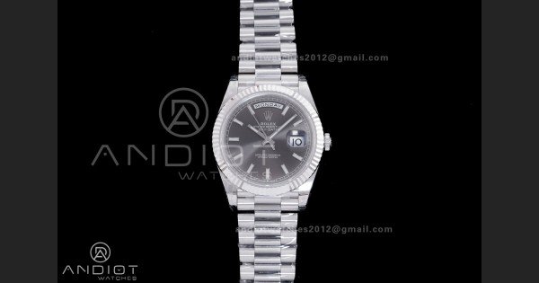 Day Date 228239 40mm 904L SS VSF 1:1 Best Edition Gray Dial Stick Marker On SS President Bracelet DD3255 - Image 2