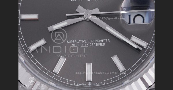 Day Date 228239 40mm 904L SS VSF 1:1 Best Edition Gray Dial Stick Marker On SS President Bracelet DD3255 - Image 6