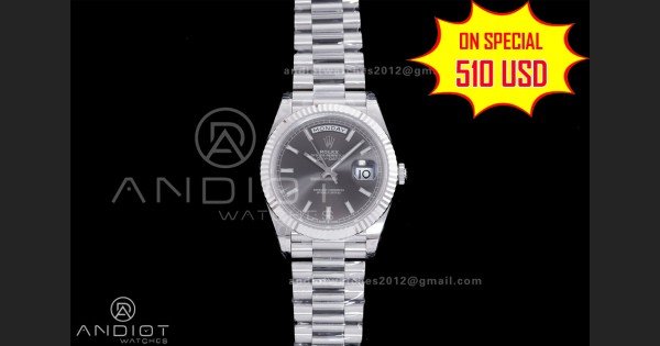 Day Date 228239 40mm 904L SS VSF 1:1 Best Edition Gray Dial Stick Marker On SS President Bracelet DD3255