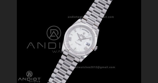Day Date 228239 40mm 904L SS VSF 1:1 Best Edition White Dial Roman Markers On SS President Bracelet DD3255 - Image 2