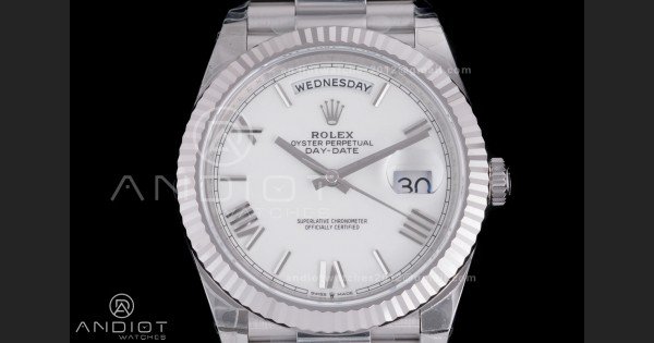 Day Date 228239 40mm 904L SS VSF 1:1 Best Edition White Dial Roman Markers On SS President Bracelet DD3255 - Image 3