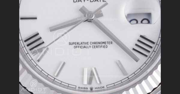 Day Date 228239 40mm 904L SS VSF 1:1 Best Edition White Dial Roman Markers On SS President Bracelet DD3255 - Image 5