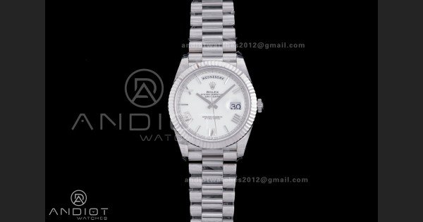 Day Date 228239 40mm 904L SS VSF 1:1 Best Edition White Dial Roman Markers On SS President Bracelet DD3255