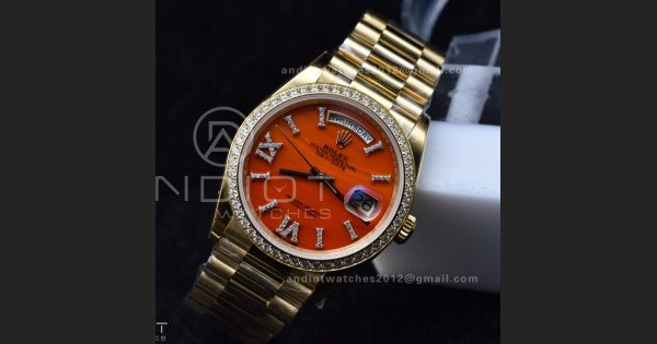 Day Date 36 YG RAF 1:1 Best Edition Red Carnelian Dial on YG Bracelet A2836 - Image 3