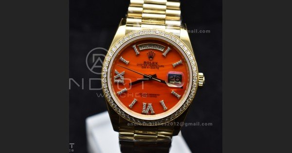 Day Date 36 YG RAF 1:1 Best Edition Red Carnelian Dial on YG Bracelet A2836 - Image 5