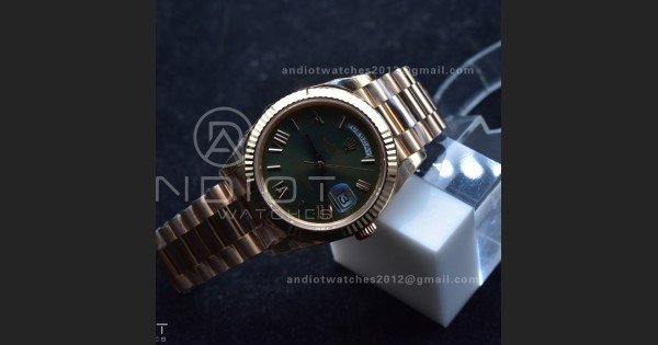 Day Date 40 RG 228235 THBF 1:1 Best Edition Green Roman Dial on President Bracelet VR3255 V3 (Gain Weight) - Image 3