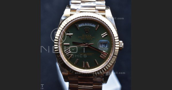Day Date 40 RG 228235 THBF 1:1 Best Edition Green Roman Dial on President Bracelet VR3255 V3 (Gain Weight) - Image 4