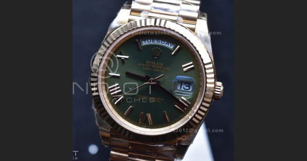 Day Date 40 RG 228235 THBF 1:1 Best Edition Green Roman Dial on President Bracelet VR3255 V3 (Gain Weight) - Image 5