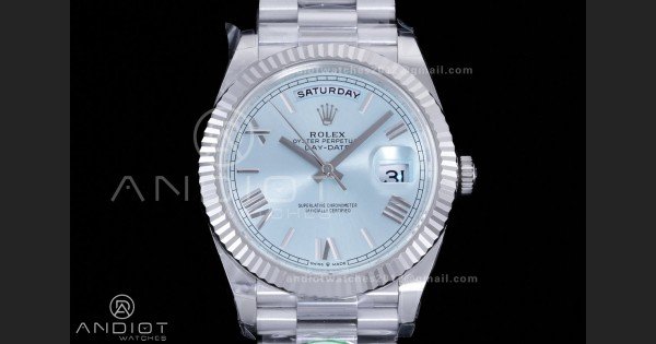 Day Date 40 SS 228236 THBF 1:1 Best Edition Ice Blue Roman Dial on President Bracelet VR3255 V3 (Gain Weight) - Image 3