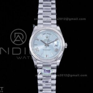 Day Date 40 SS 228236 THBF 1:1 Best Edition Ice Blue Roman Dial on President Bracelet VR3255 V3 (Gain Weight)