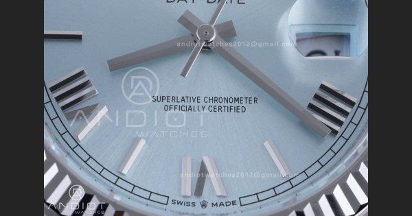 Day Date 40 SS 228236 THBF 1:1 Best Edition Ice Blue Roman Dial on President Bracelet VR3255 V3 (Gain Weight) - Image 5