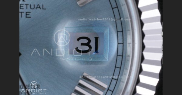 Day Date 40 SS 228236 THBF 1:1 Best Edition Ice Blue Roman Dial on President Bracelet VR3255 V3 (Gain Weight) - Image 7