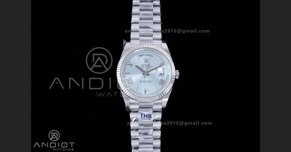 Day Date 40 SS 228236 THBF 1:1 Best Edition Ice Blue Roman Dial on President Bracelet VR3255 V3 (Gain Weight)