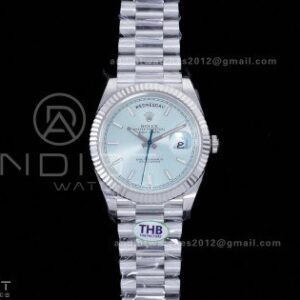 Day Date 40 SS 228236 THBF 1:1 Best Edition Ice Blue Stick Dial on President Bracelet VR3255 V3 (Gain Weight)