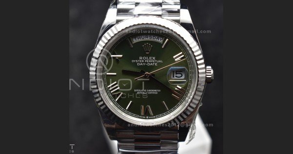 Day Date 40 SS 228239 THBF 1:1 Best Edition Green Roman Dial on President Bracelet VR3255 V3 (Gain Weight) - Image 4