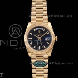 Day Date 40 YG 228238 RCF 1:1 Best Edition Black Crystal Dial on President Bracelet VR3255 (211g)