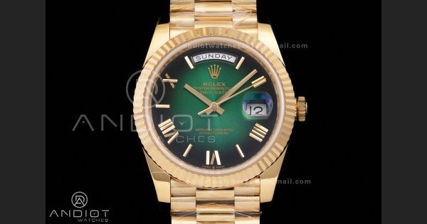 Day Date 40 YG 228238 RCF 1:1 Best Edition Green Ombre Dial on President Bracelet VR3255 (211g) - Image 3