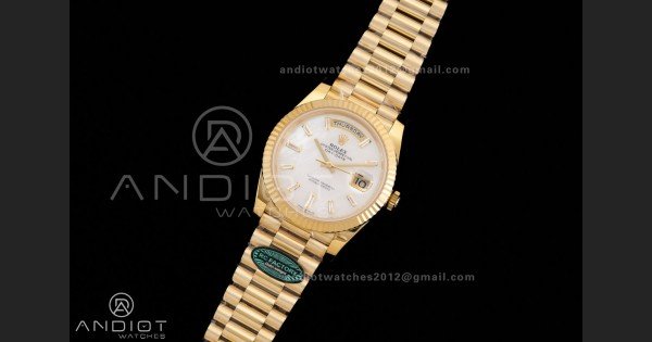Day Date 40 YG 228238 RCF 1:1 Best Edition White MOP Crystal Dial on President Bracelet VR3255 (211g) - Image 2
