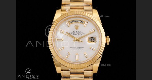 Day Date 40 YG 228238 RCF 1:1 Best Edition White MOP Crystal Dial on President Bracelet VR3255 (211g) - Image 3
