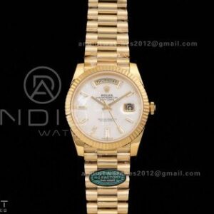 Day Date 40 YG 228238 RCF 1:1 Best Edition White MOP Crystal Dial on President Bracelet VR3255 (211g)
