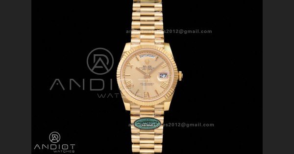Day Date 40 YG 228238 RCF 1:1 Best Edition YG Roman Dial on President Bracelet VR3255 (211g)
