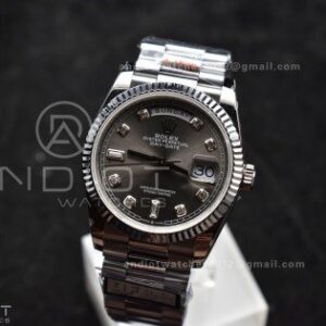 DayDate 36 SS QF Best Edition 904L Steel Grey Diamond Dial on President Bracelet vr3255 V5 (Gain Weight)