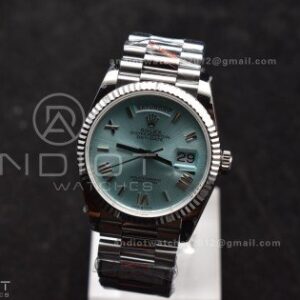 DayDate 36 SS QF Best Edition 904L Steel Light Blue Roman Dial on President Bracelet vr3255 V5 (Gain Weight)
