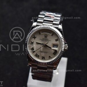 DayDate 36 SS QF Best Edition 904L Steel White Dial Roman Stick on President Bracelet vr3255 V5 (Gain Weight)