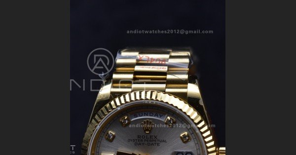 DayDate 36 YG QF Best Edition 904L Steel Silver Dial with Square Diamond on President Bracelet vr3255 V5 (Gain Weight) - Image 6