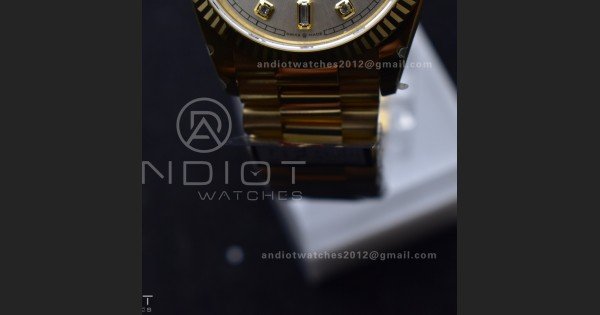 DayDate 36 YG QF Best Edition 904L Steel Silver Dial with Square Diamond on President Bracelet vr3255 V5 (Gain Weight) - Image 8