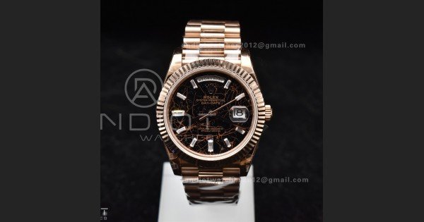 DayDate 40 RG GMF 904L Steel Meteorite Dial Crystal Markers On President Bracelet A3255 - Image 2